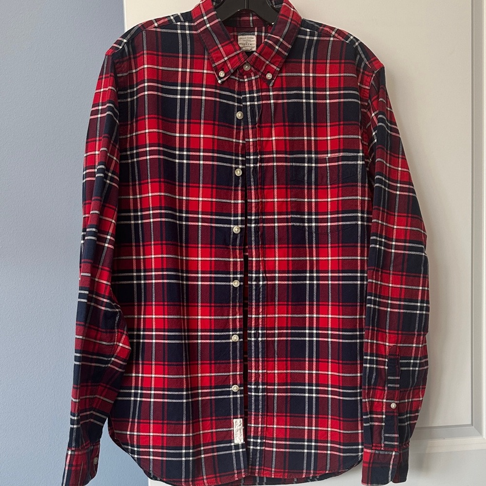 J. Crew Red and Navy Plaid Button Down Shirt